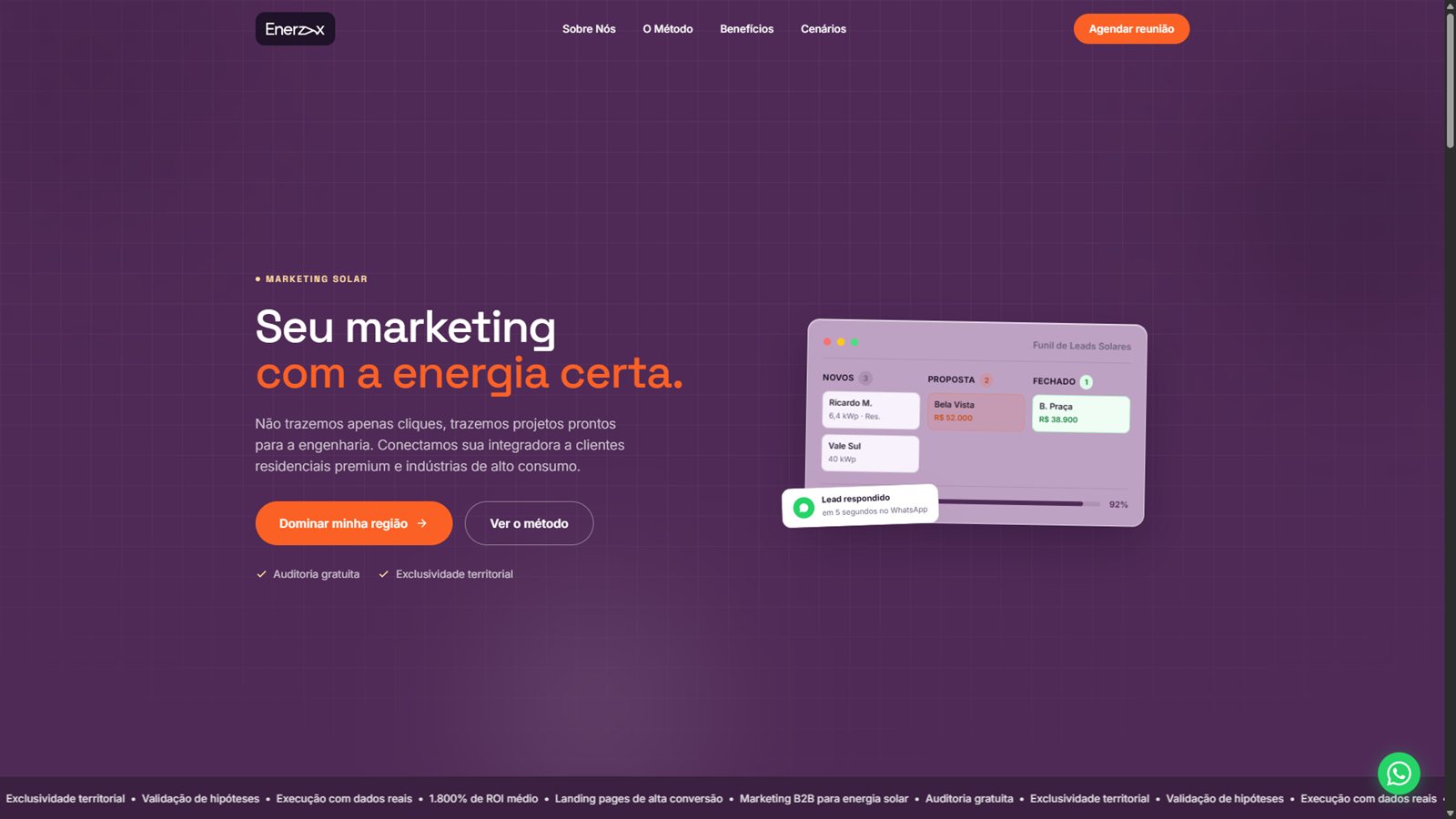Landing page da Enerzyx