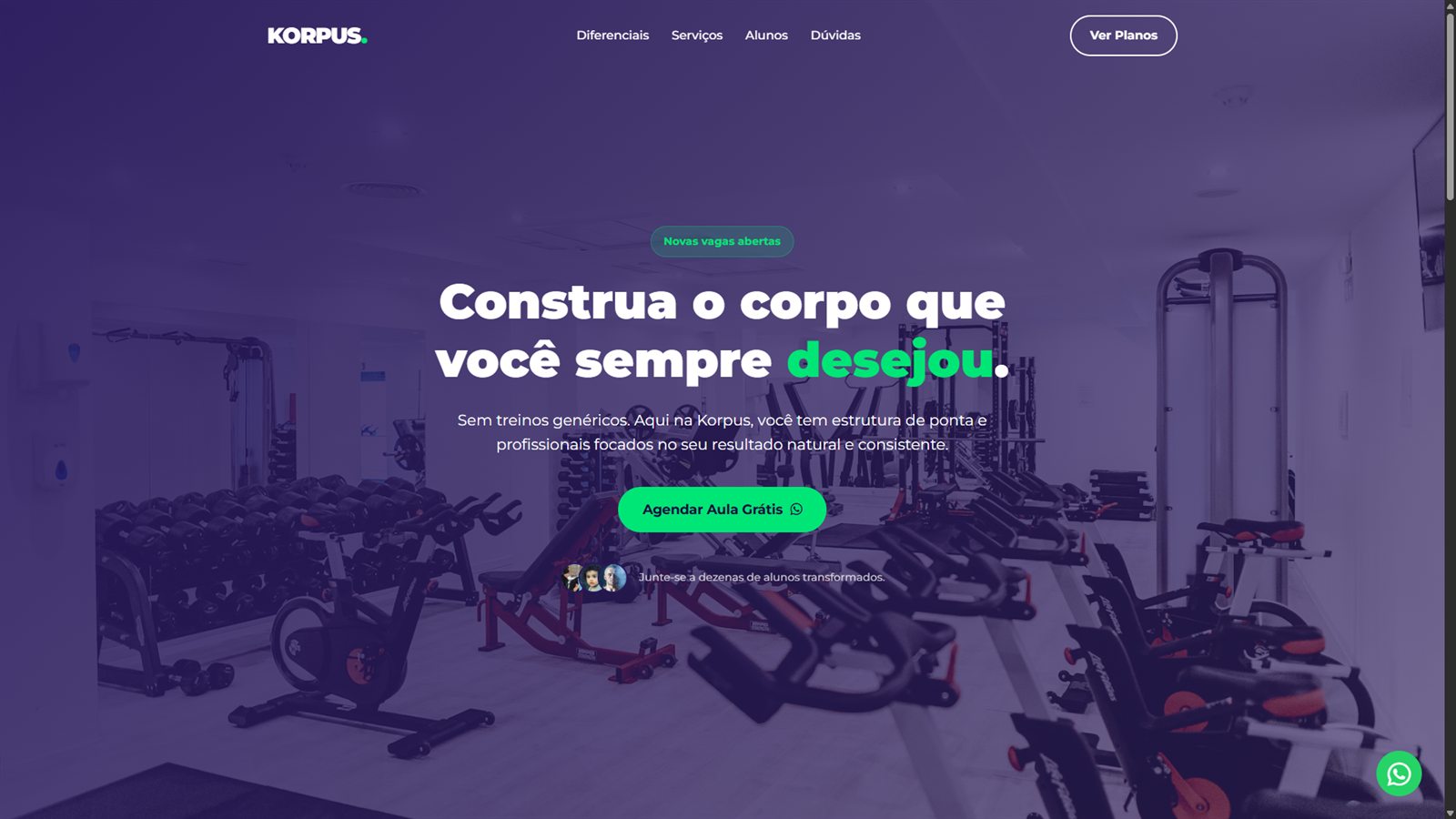 Landing page da Korpus Academia