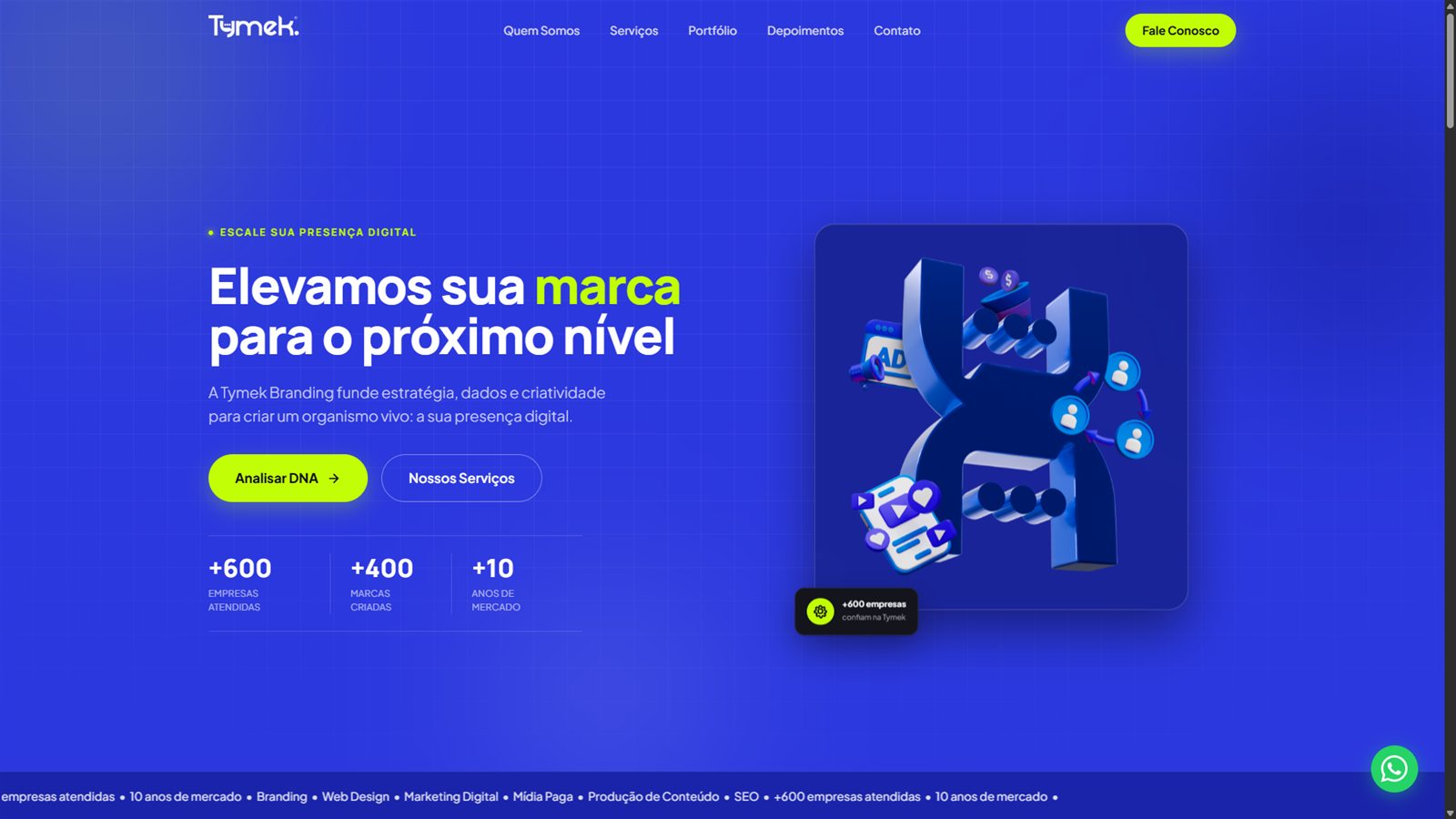 Landing page da Tymek Branding